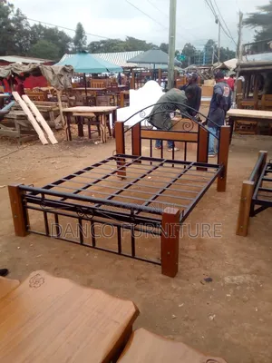 Wood and Metallic Bed