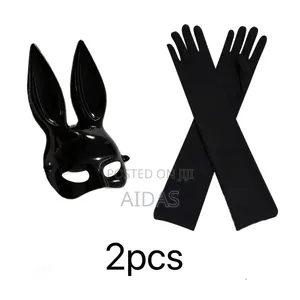 2pcs Bunny Mask and Long Satin Gloves Set, Halloween Cosplay