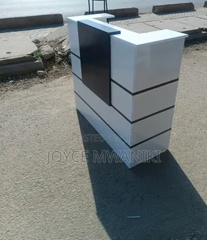 White and Black Reception Desk 