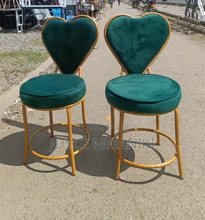 2 Forest Green Manicure Seats, With Gold Frame 