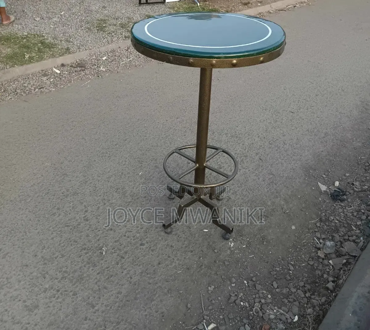 High Bar Round Marble Table With Coated Frame 