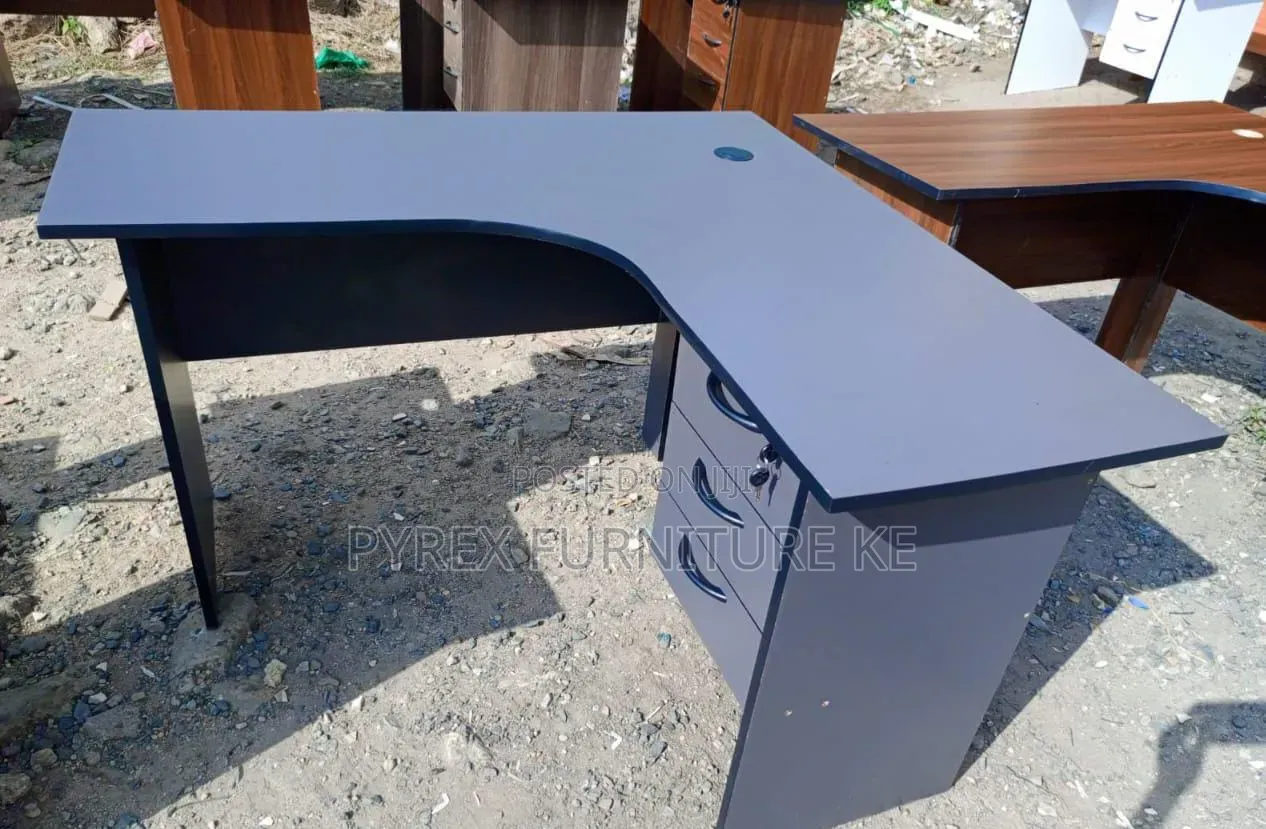 L Shaped Grey Office Desk
