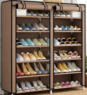Covered Shoe Rack Double Column for Bedroom and Home Storage