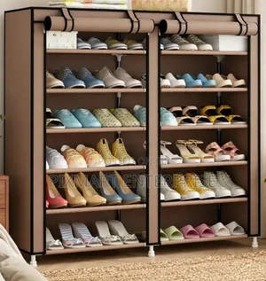 Double Column Shoe Organizer With Dustproof Canvas Cover
