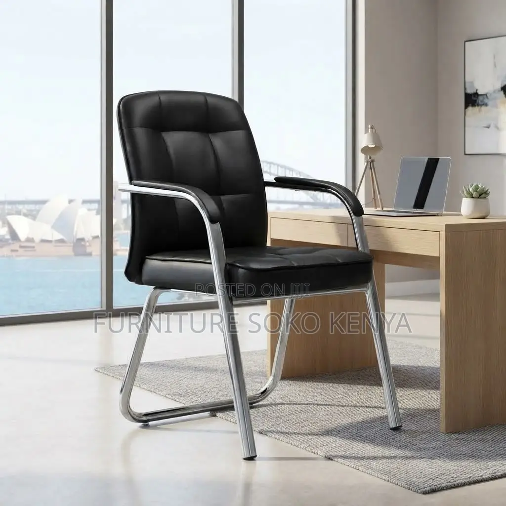 Visitors Modern Chairs | Sled Based Reception Leather Seat