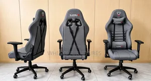 Premium Gray Gaming Chair With Headrest & Lumbar Cushion