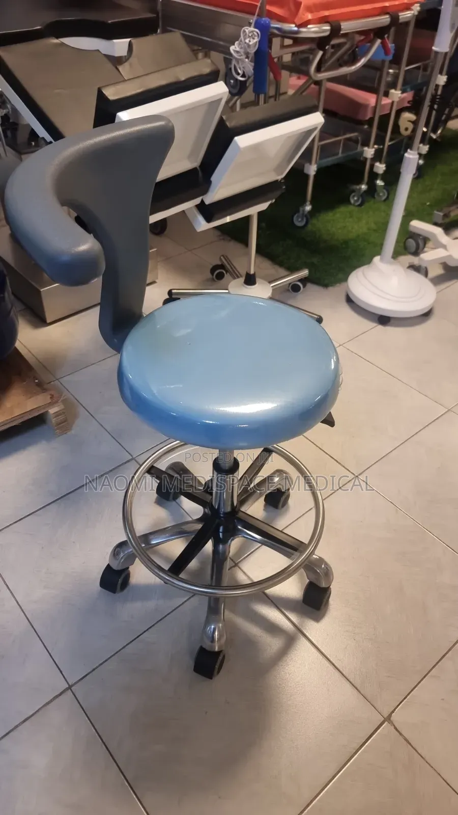 Comfortable, Height Adjustable, Doctor's Stool With Backrest