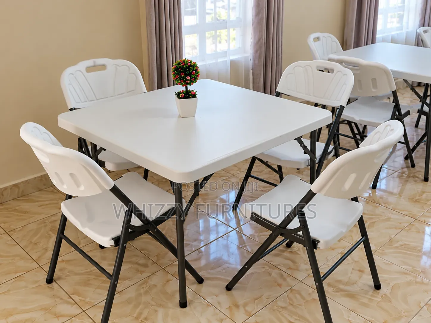 White Folding Table With Chairs