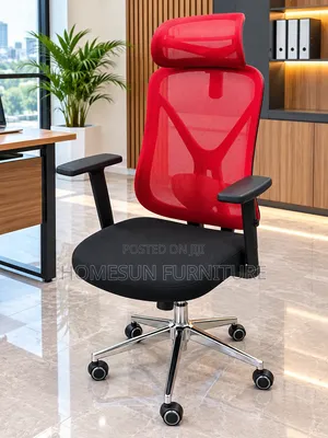 Office Chair Red Mesh Executive Chair With Headrest
