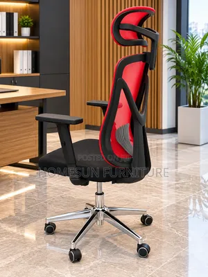Office Chair Red Mesh Executive Chair With Headrest