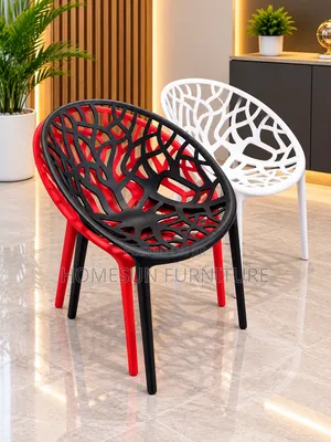 Restaurant Chair Modern Black Red and White Design