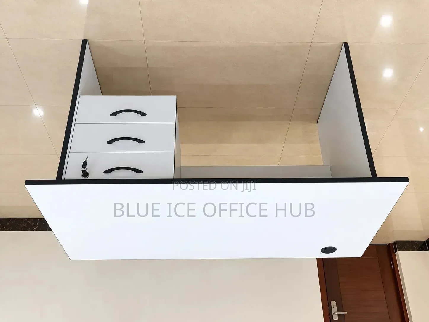 White Office Desk With Three Drawers