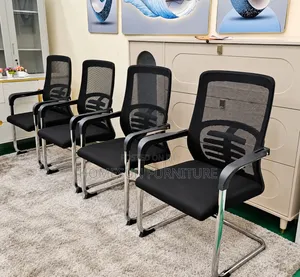 Visitor Chair Black Mesh Chrome Sled Base