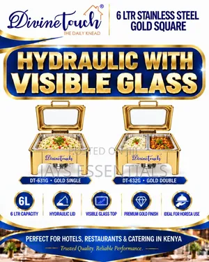6L Square Hydraulic Chaffing Dish : Gold & Silver