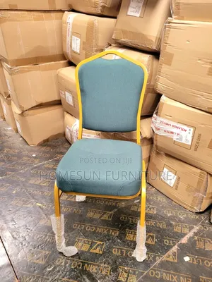 Banquet Chair Teal Upholstered With Gold Metal Frame