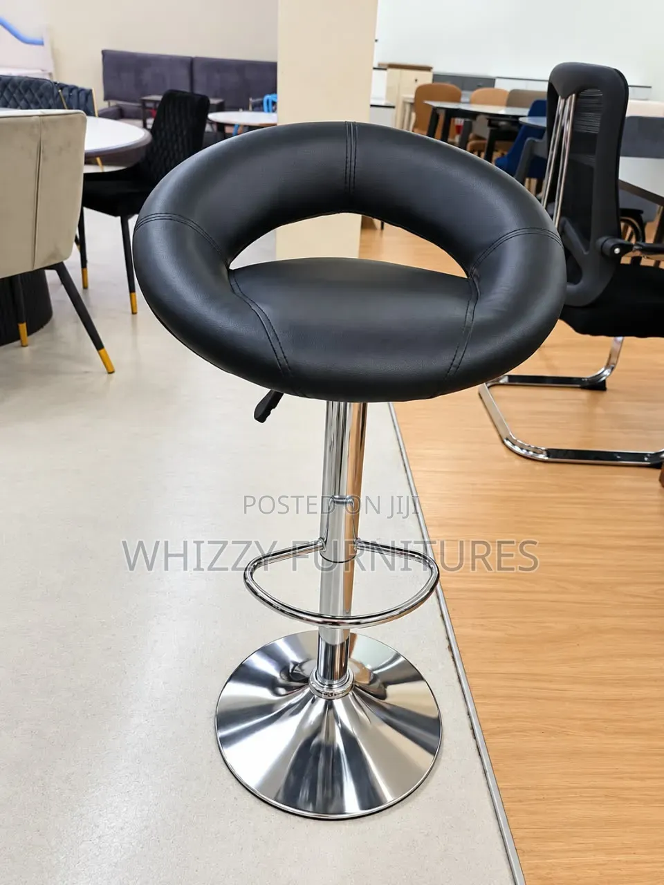 Black Adjustable Swivel Bar Stool