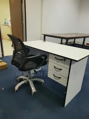 Office Desk White Top With 3 Drawers and Lock