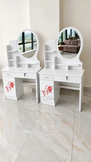 White Dressing Table With Oval Mirror