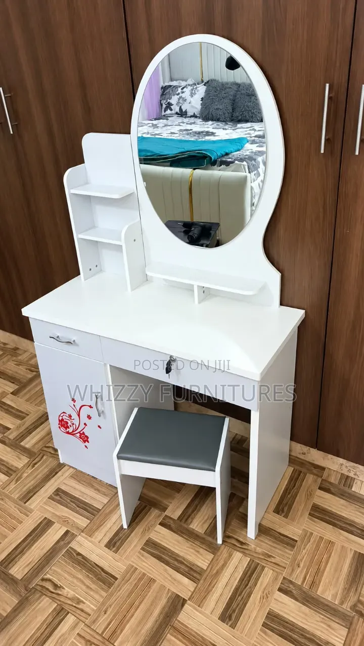 White Dressing Table With Oval Mirror