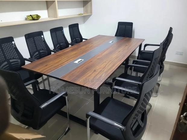 Boardroom Table Walnut Finish With 10 Office Chairs - thumbnail 2