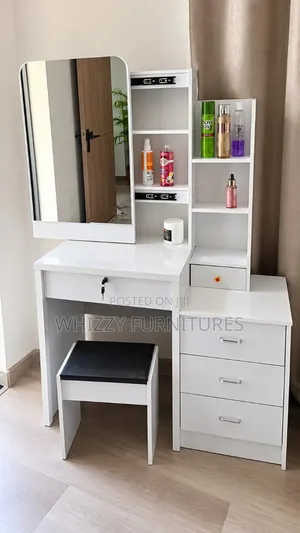 White Dressing Table With Sliding Mirror