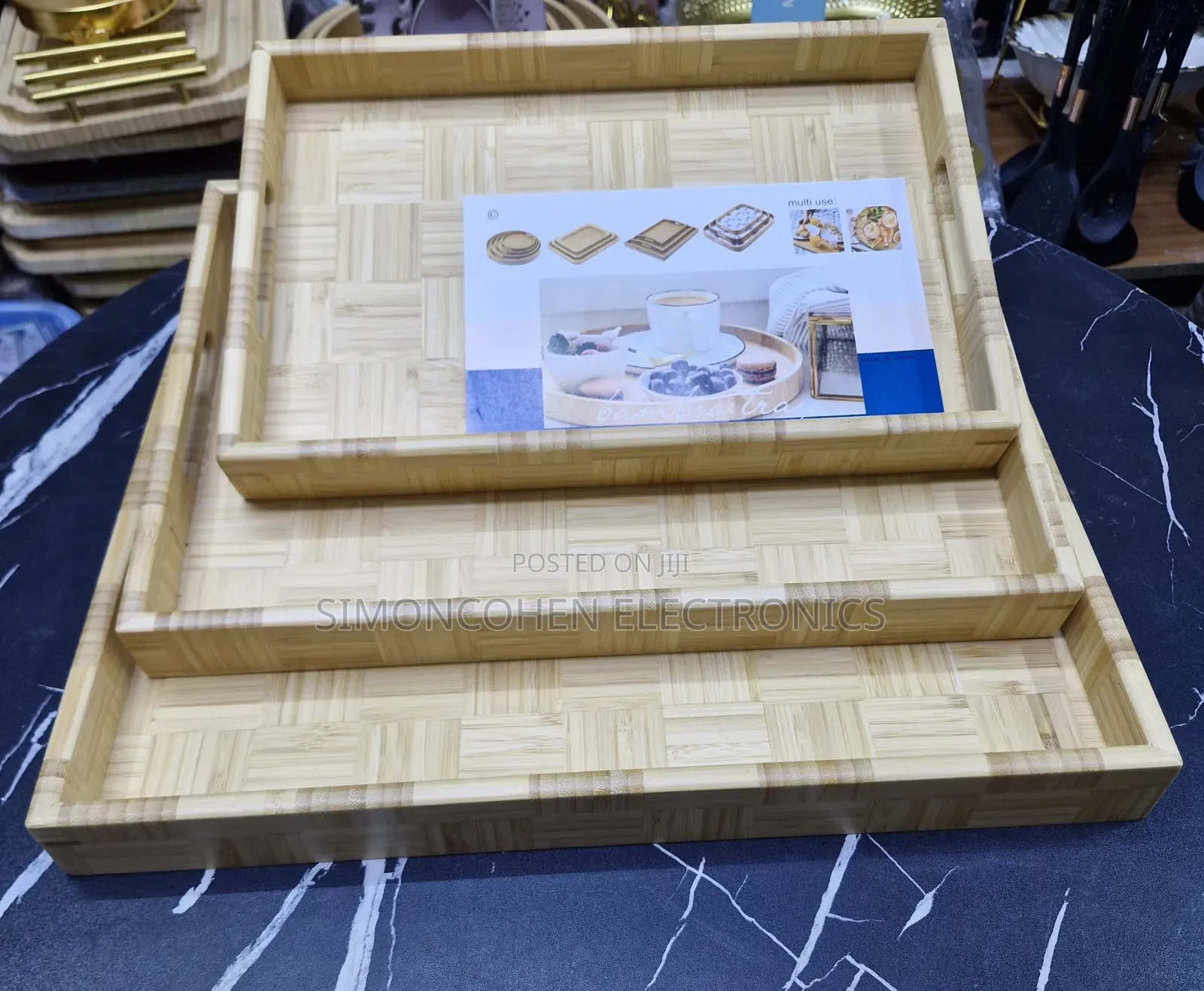 Multi-Functional Bamboo Food Serving Trays for Household Use