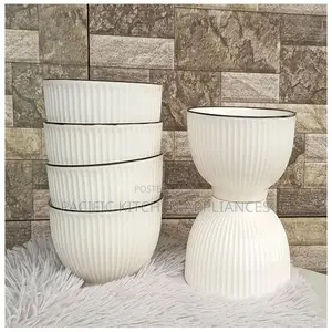 Set of 6 White Ceramic Bowls - 5.5"