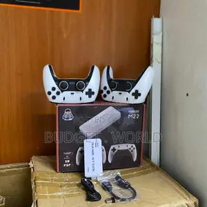 4K Retro Game Stick With 2Controllers White Controllers +Black Stick