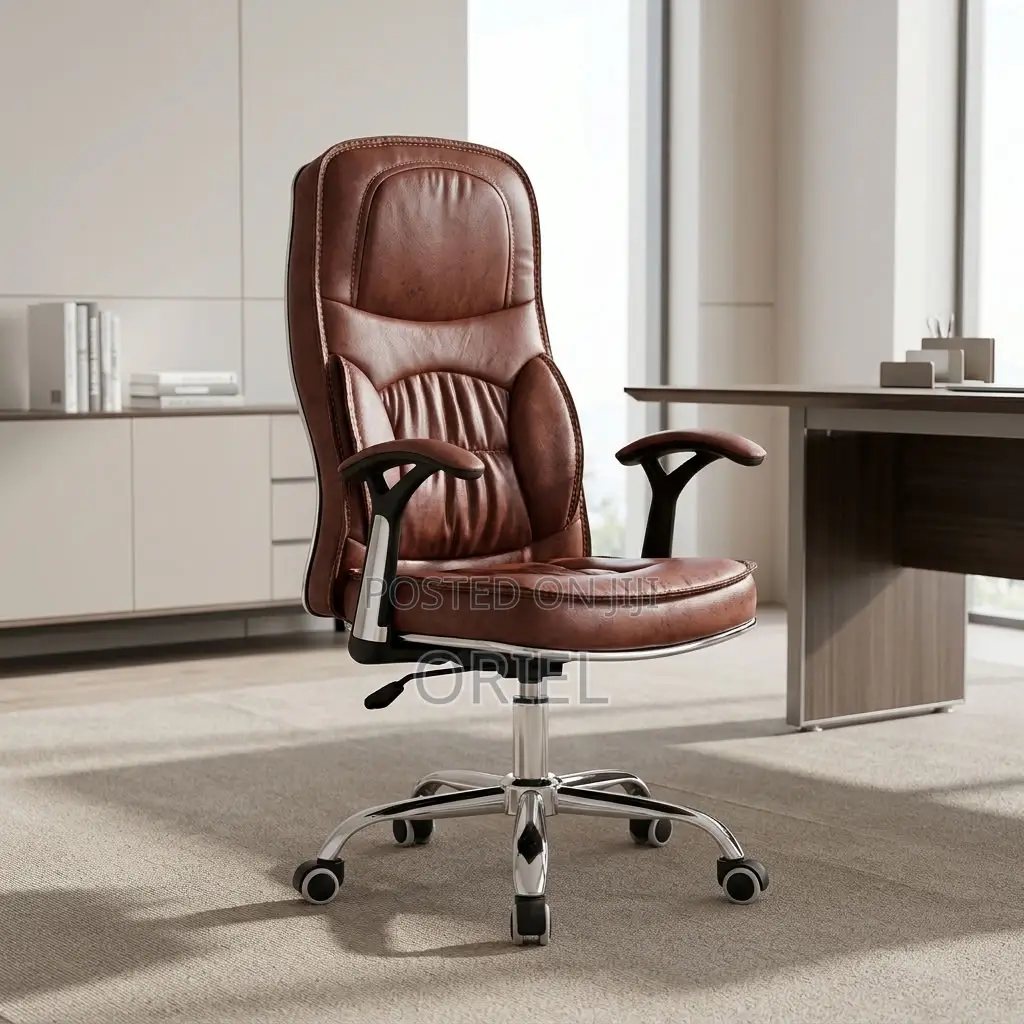 Office Chair : Brown Leather Task Generic Chair