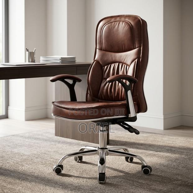 Office Chair : Brown Leather Task Generic Chair - thumbnail 8