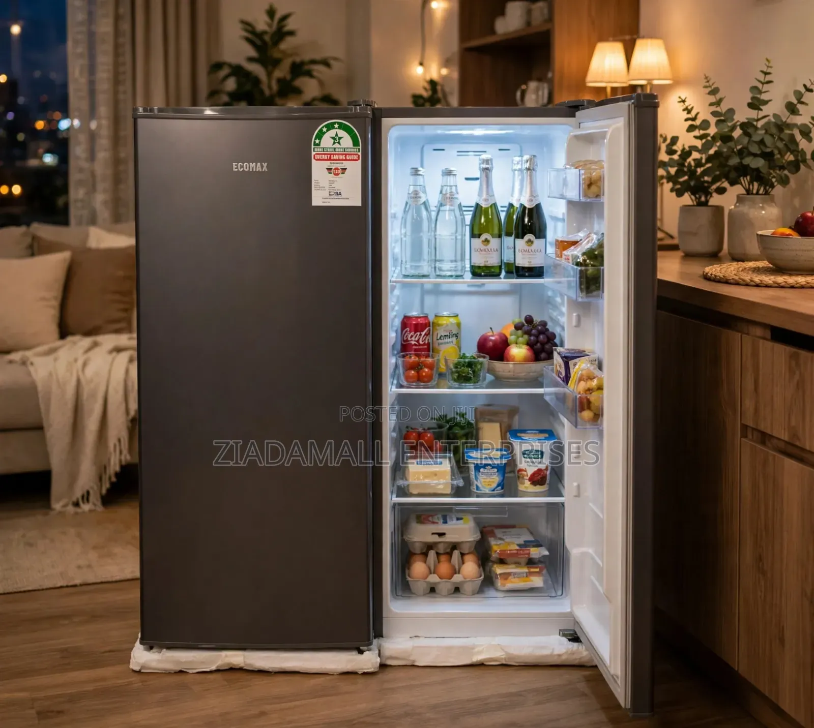 Ecomax 90L Fridge - Dark Silver - Single Door - Energy Saving - New