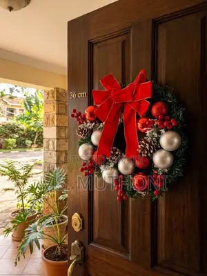 36 CM Christmas Red Wreath and Teardrop Detail