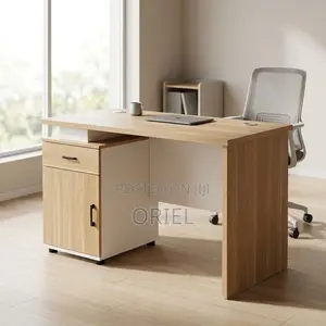 Office Desk : Brown Office Work Table 120CM