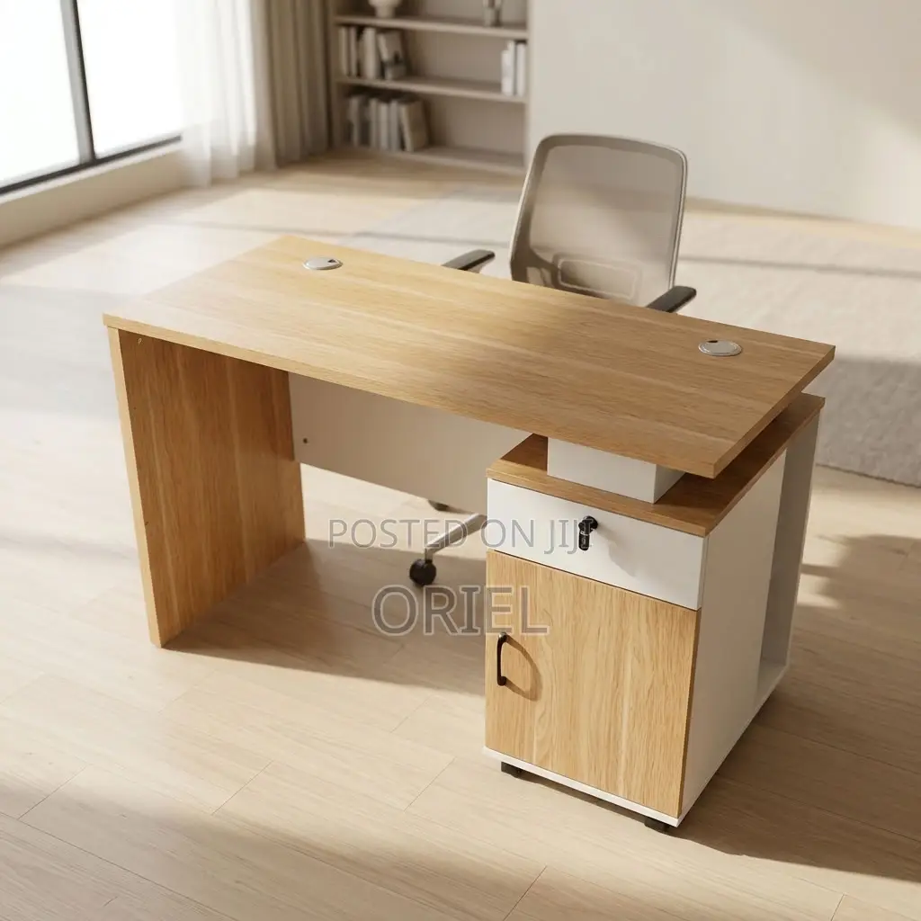 Office Desk : Brown Office Work Table 120CM