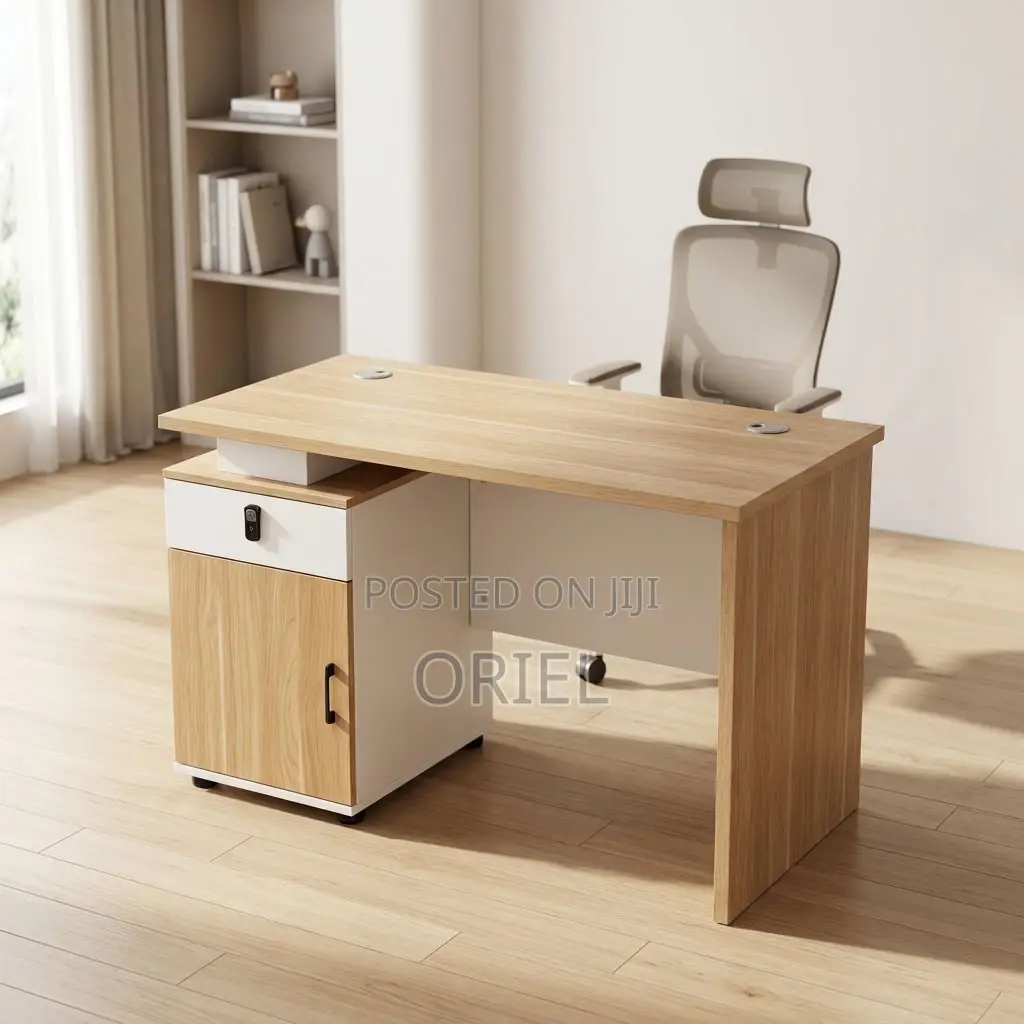 Office Desk : Brown Office Work Table 120CM