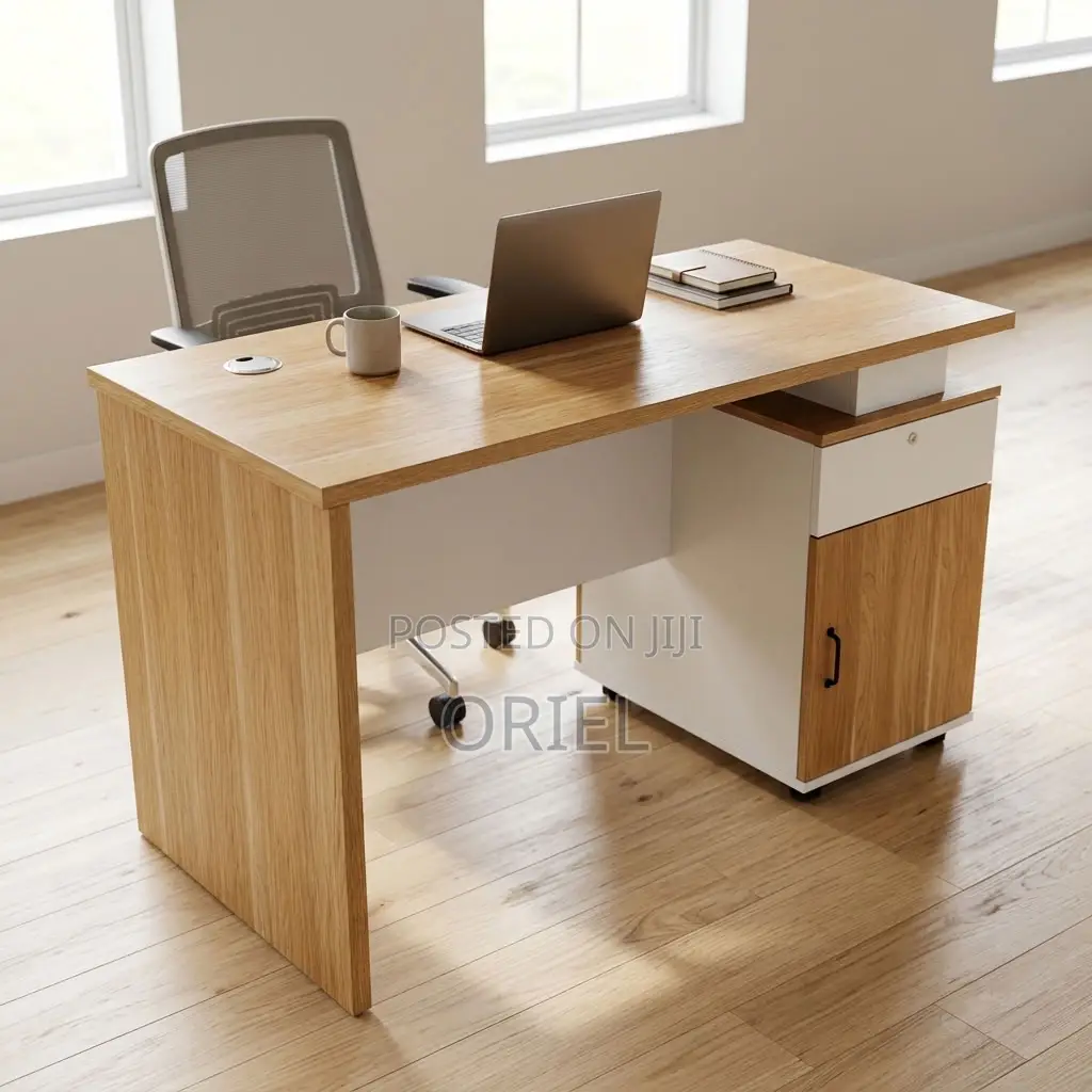 Office Desk : Brown Office Work Table 120CM