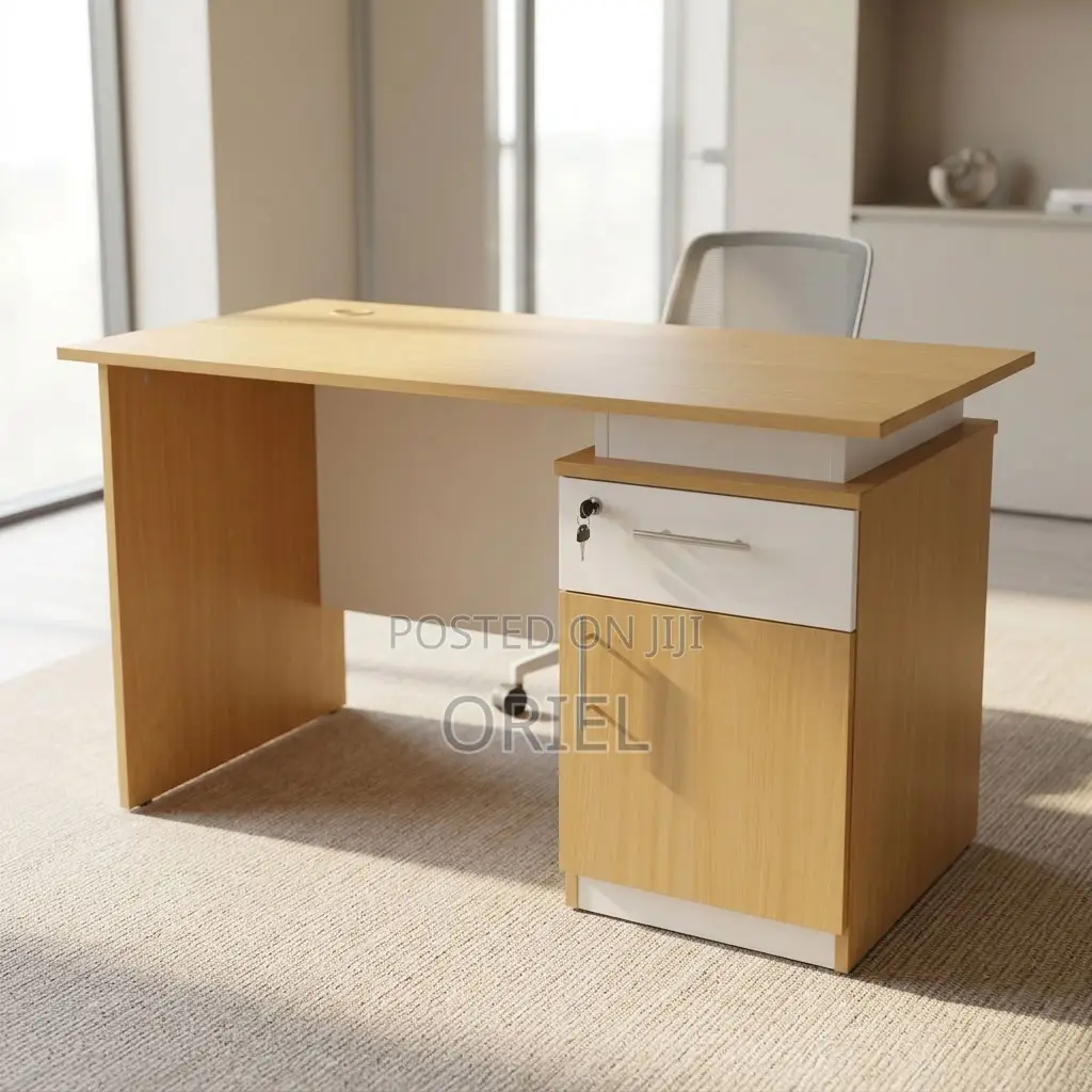 Office Desk : Brown Office Work Table 120CM