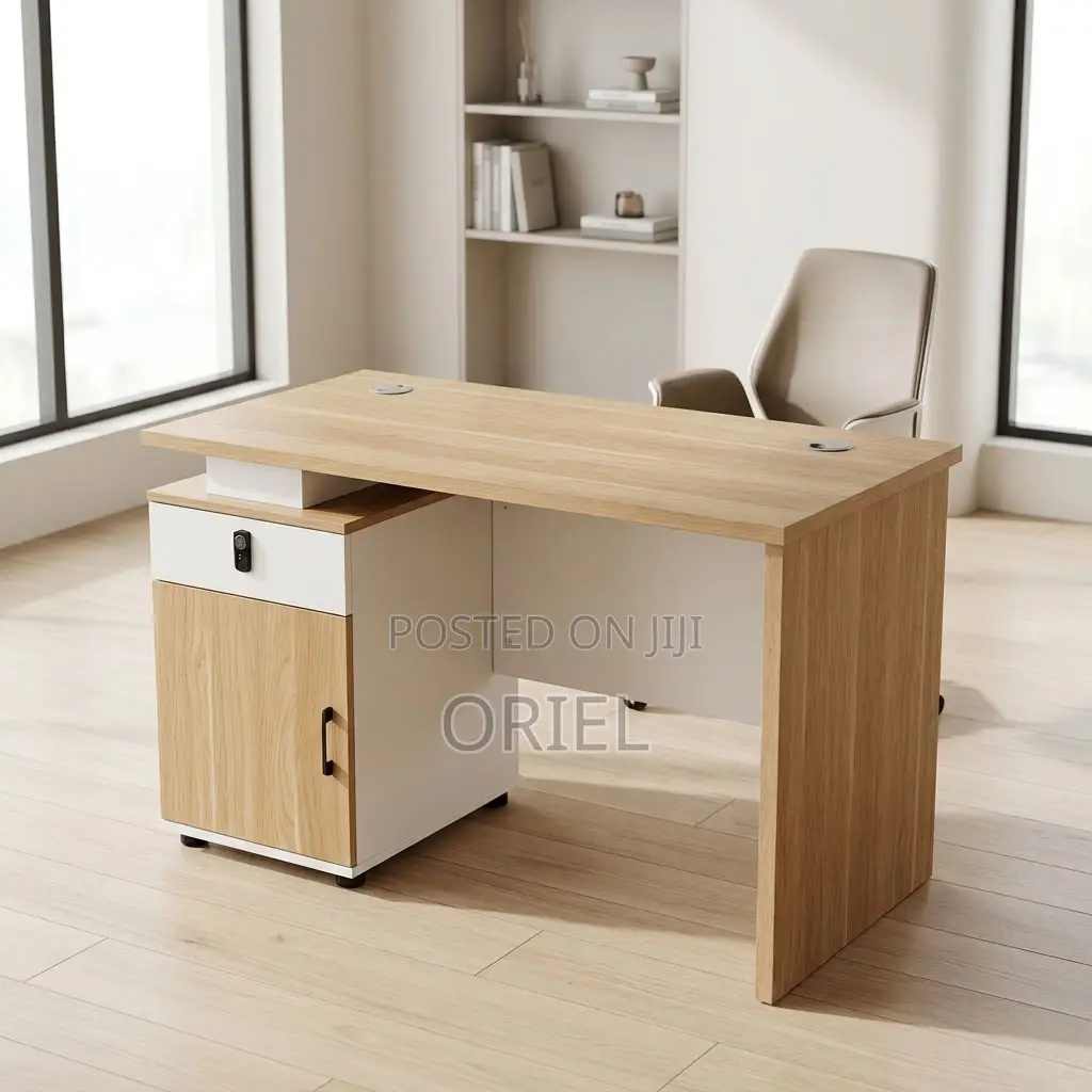 Office Desk : Brown Office Work Table 120CM
