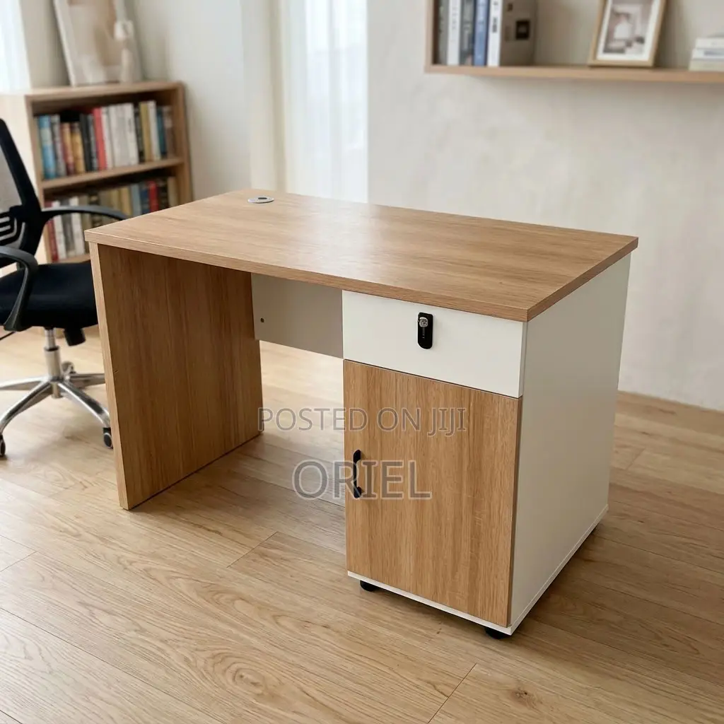 Office Desk : Brown Office Work Table 120CM