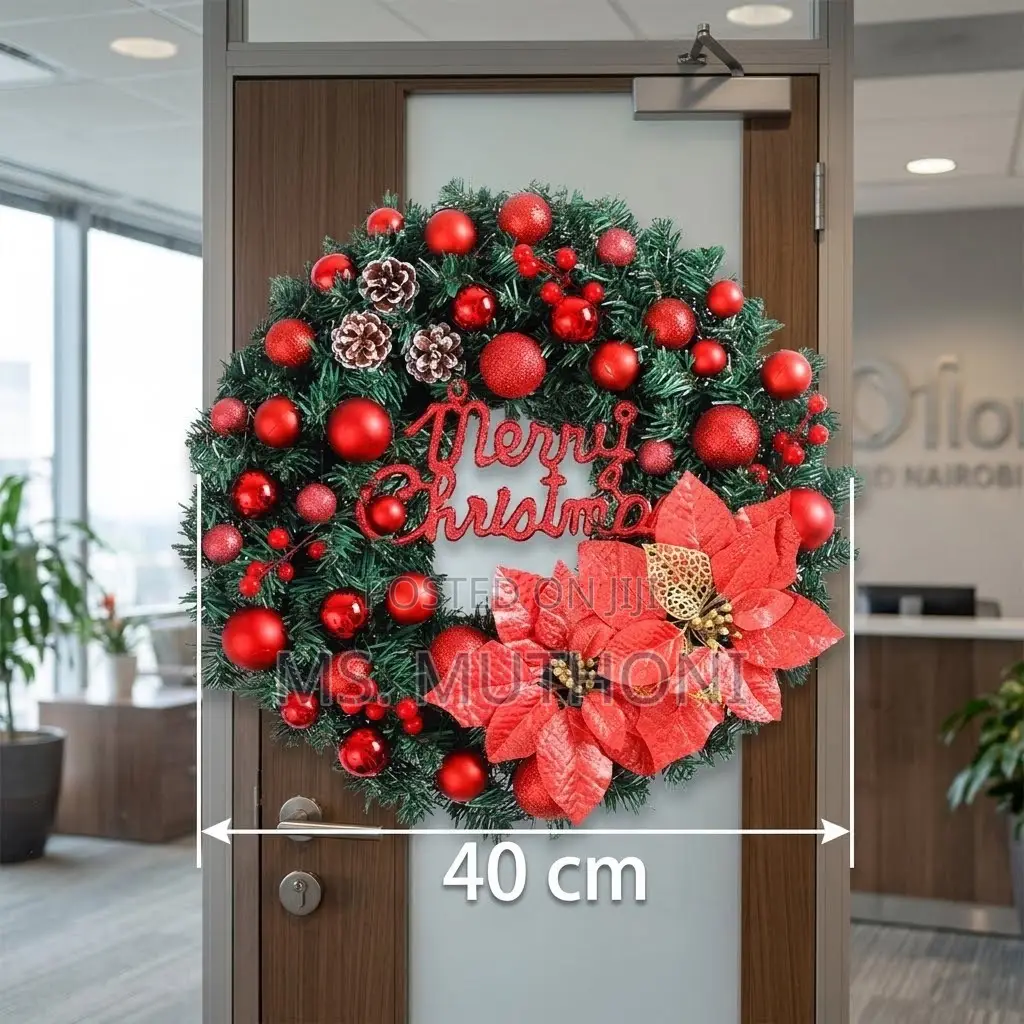 40 CM Holiday Front Door Pre-Lit Wreath