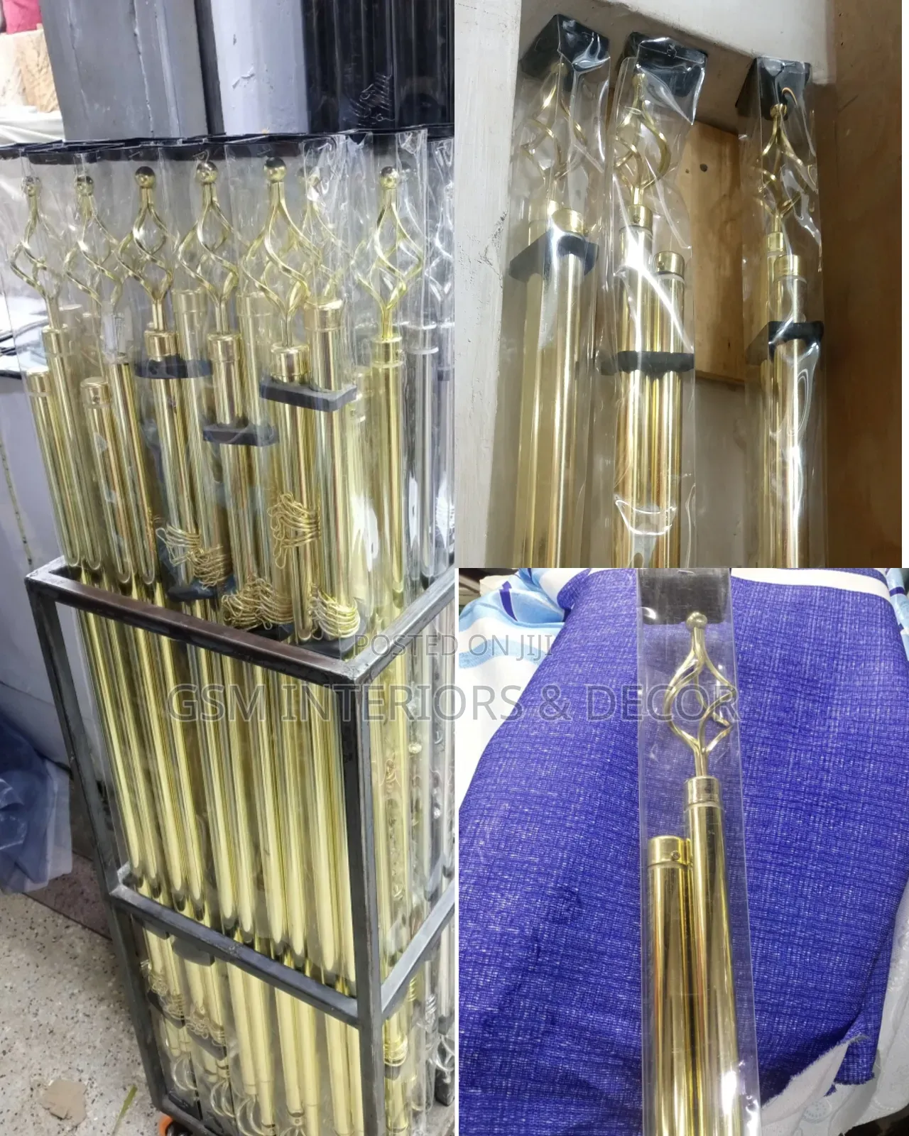 2 Meters Double Curtain Rods in Gold Coat