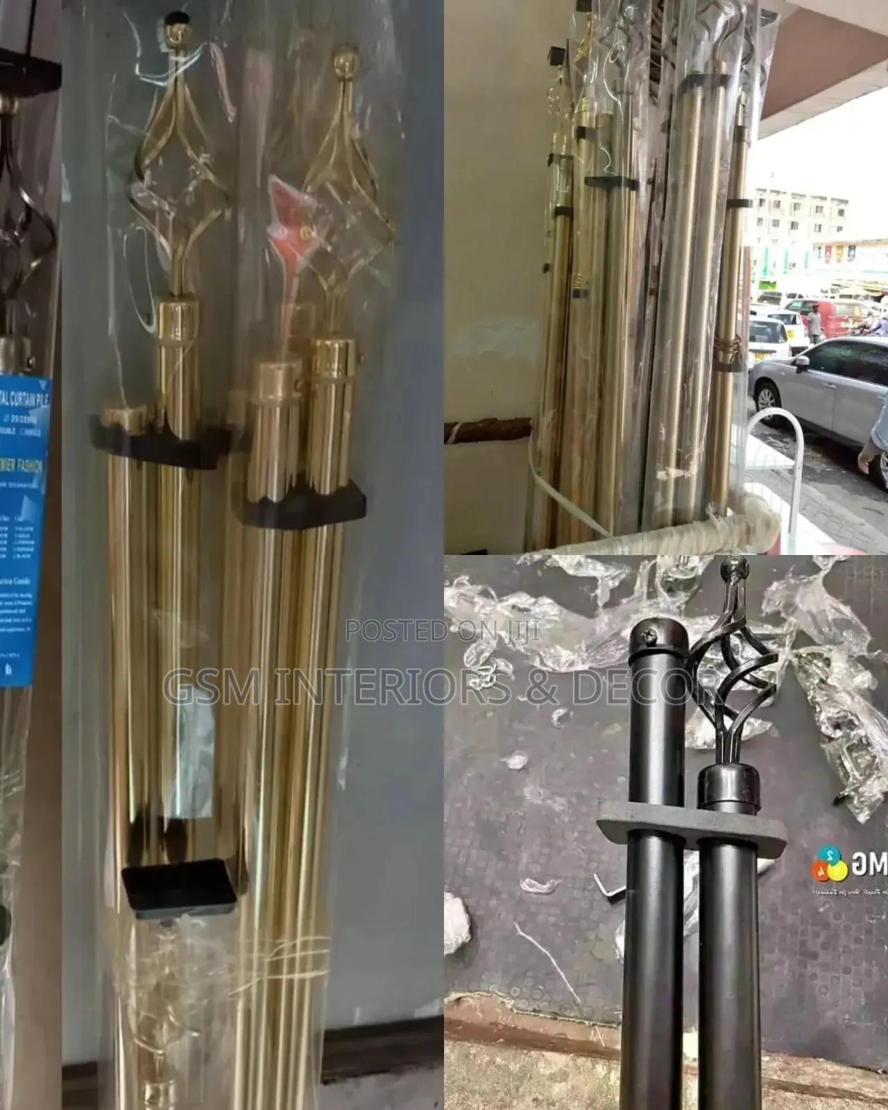 2 Meters Double Curtain Rods in Gold Coat