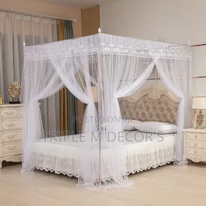 King Size /6*6 White 4 Stand Mosquito Net