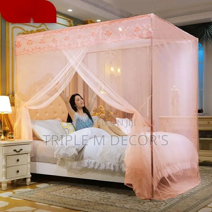 Breathable Airflow Pink 4 Stand Mosquito Net