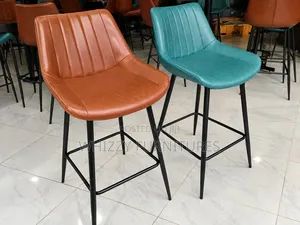 Luxury Brown Bar Chairs With Black Leather