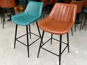 Luxury Brown Bar Chairs With Black Leather