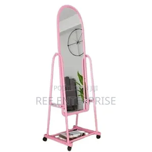Executive Dressing Mirror With Wheels and Storage Rack
