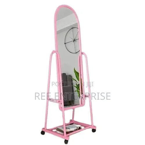 Executive Dressing Mirror With Wheels and Storage Rack