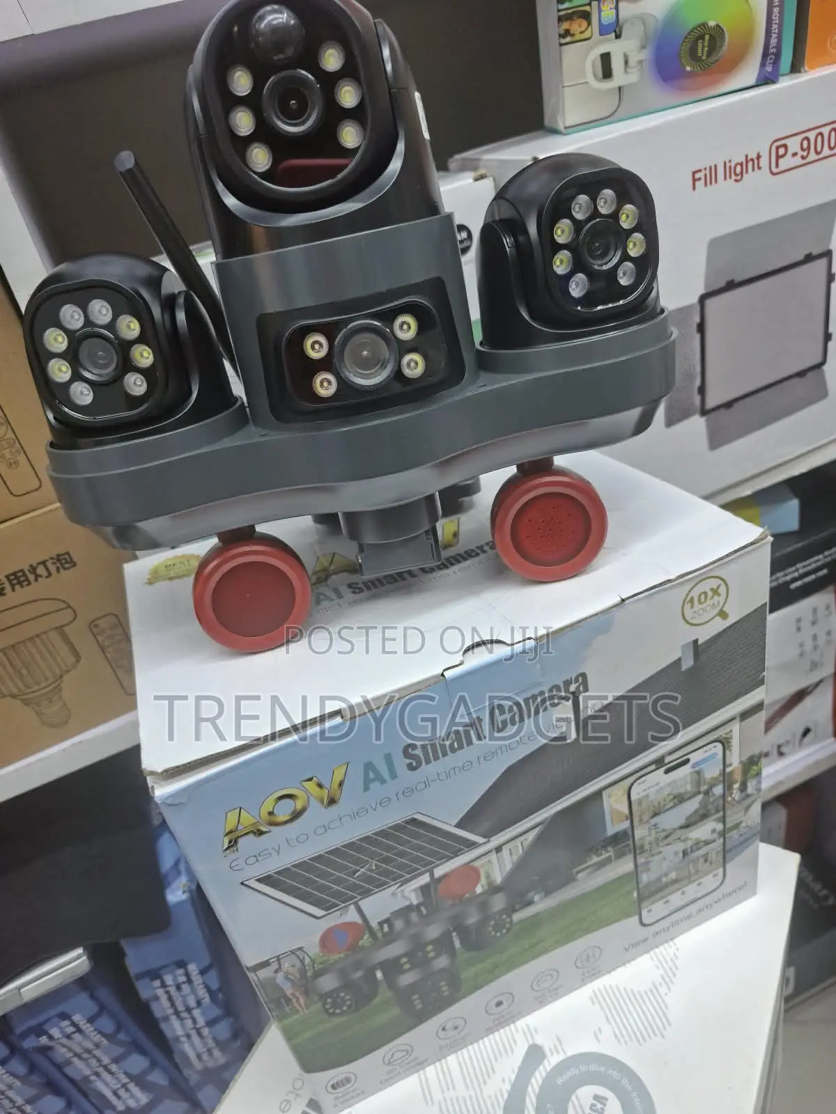 AI Triple Lens Outdoor CCTV Camera With Solar Panel