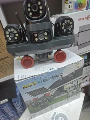 AI Triple Lens Outdoor CCTV Camera With Solar Panel